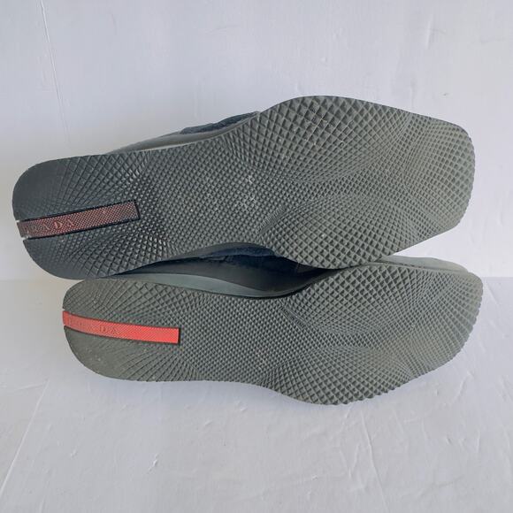 Vintage Prada Blue Suede Mary Jane Trainers Y2K Square Toe Ballerina Flats 8.5 - Picture 9 of 10